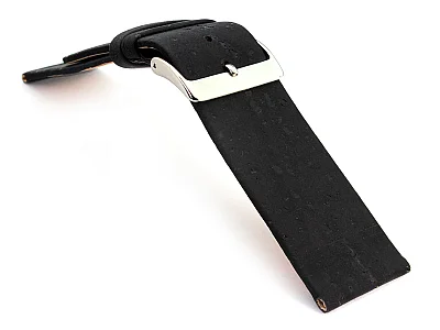 (image for) Real Cork Watch Strap Band Vegan Black 16mm (2)