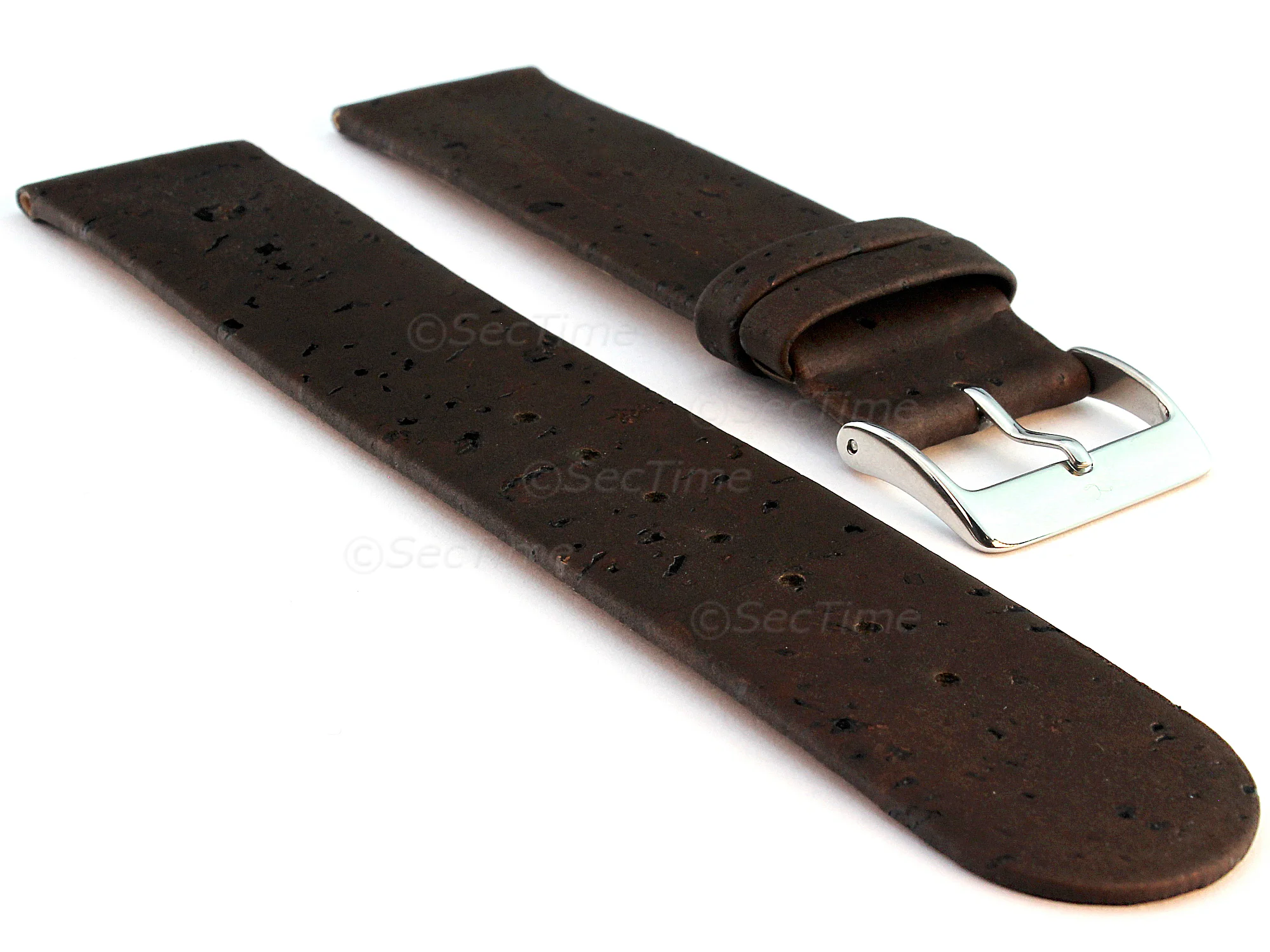 (image for) Real Cork Watch Strap Band Vegan Dark Brown 12mm
