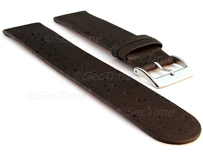 (image for) Real Cork Watch Strap Band Vegan Dark Brown 16mm