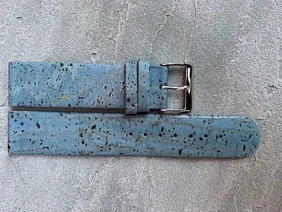 (image for) Real Cork Watch Strap Band Vegan Blue 20mm (3)