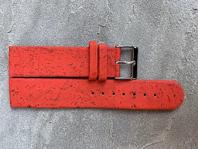 (image for) Real Cork Watch Strap Band Vegan Red 16mm (3)