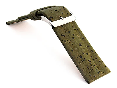 (image for) Real Cork Watch Strap Band Vegan Olive Green 18mm (2)