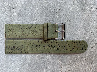 (image for) Real Cork Watch Strap Band Vegan Olive Green 14mm (3)