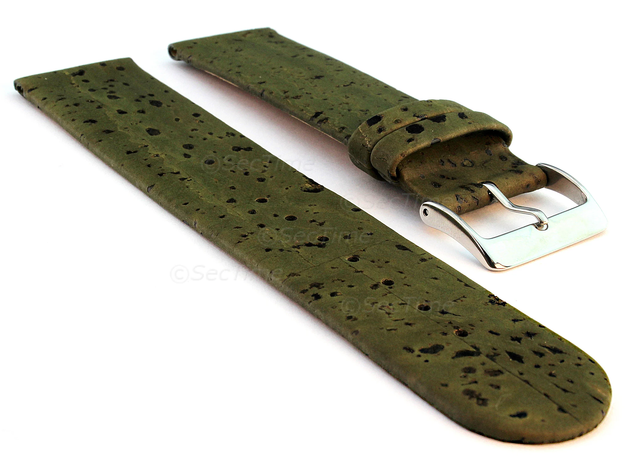 (image for) Real Cork Watch Strap Band Vegan Olive Green 18mm