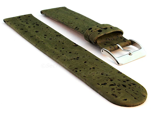 (image for) Real Cork Watch Strap Band Vegan Olive Green 18mm