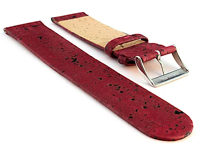 (image for) Real Cork Watch Strap Band Vegan Maroon 18mm (1)