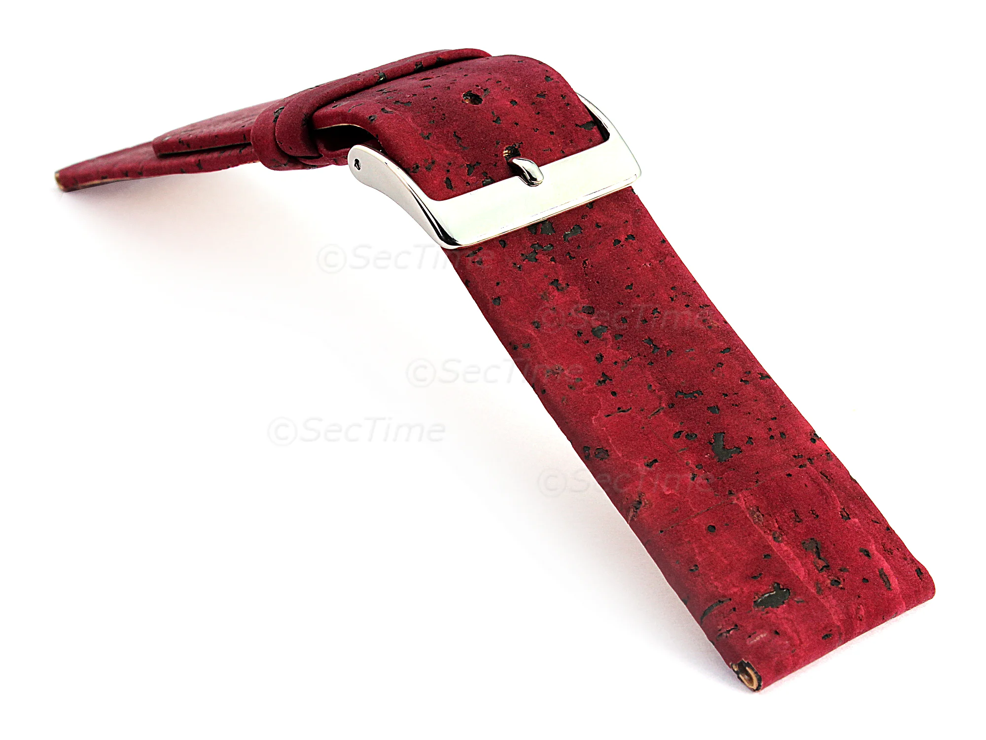 (image for) Real Cork Watch Strap Band Vegan Maroon 18mm (2)