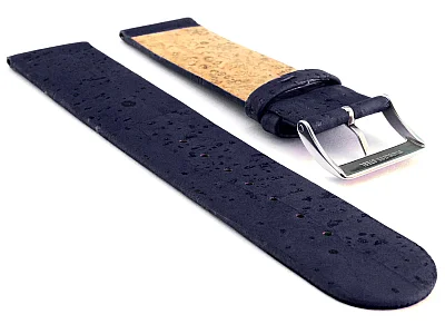 (image for) Real Cork Watch Strap Band Vegan Navy Blue 12mm (1)