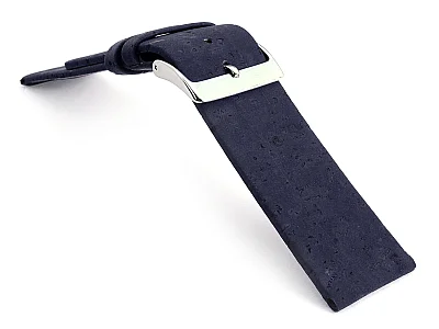 (image for) Real Cork Watch Strap Band Vegan Navy Blue 12mm (2)