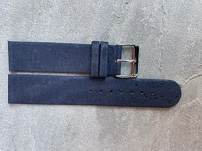 (image for) Real Cork Watch Strap Band Vegan Navy Blue 20mm (3)