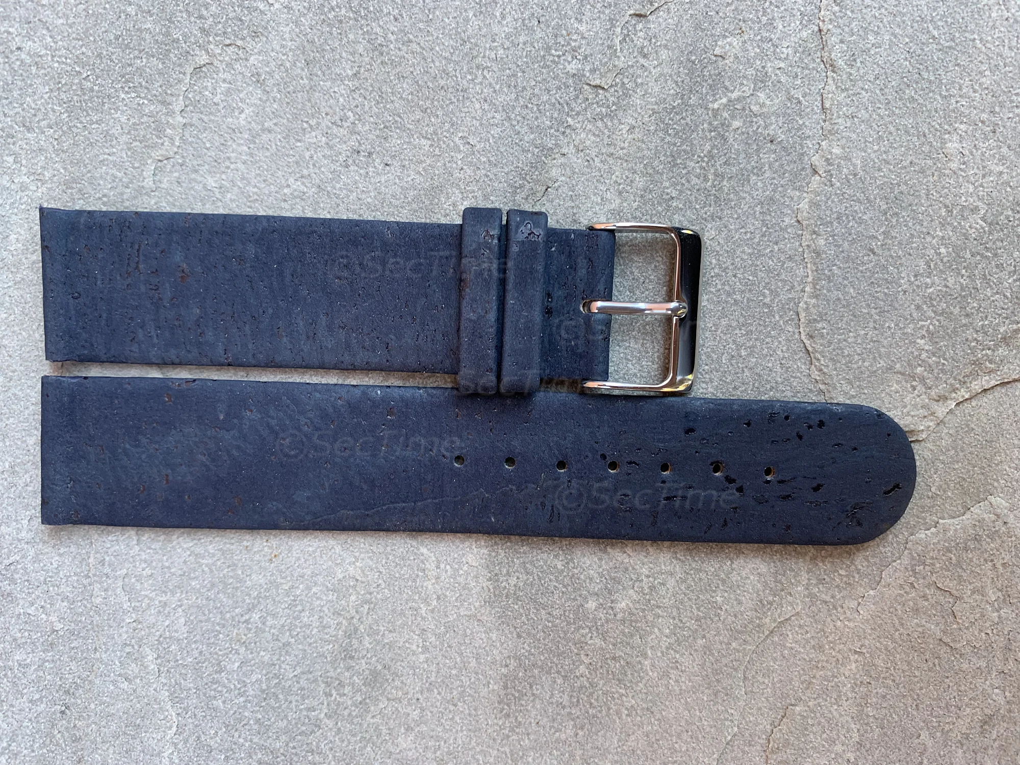 (image for) Real Cork Watch Strap Band Vegan Navy Blue 20mm (3)