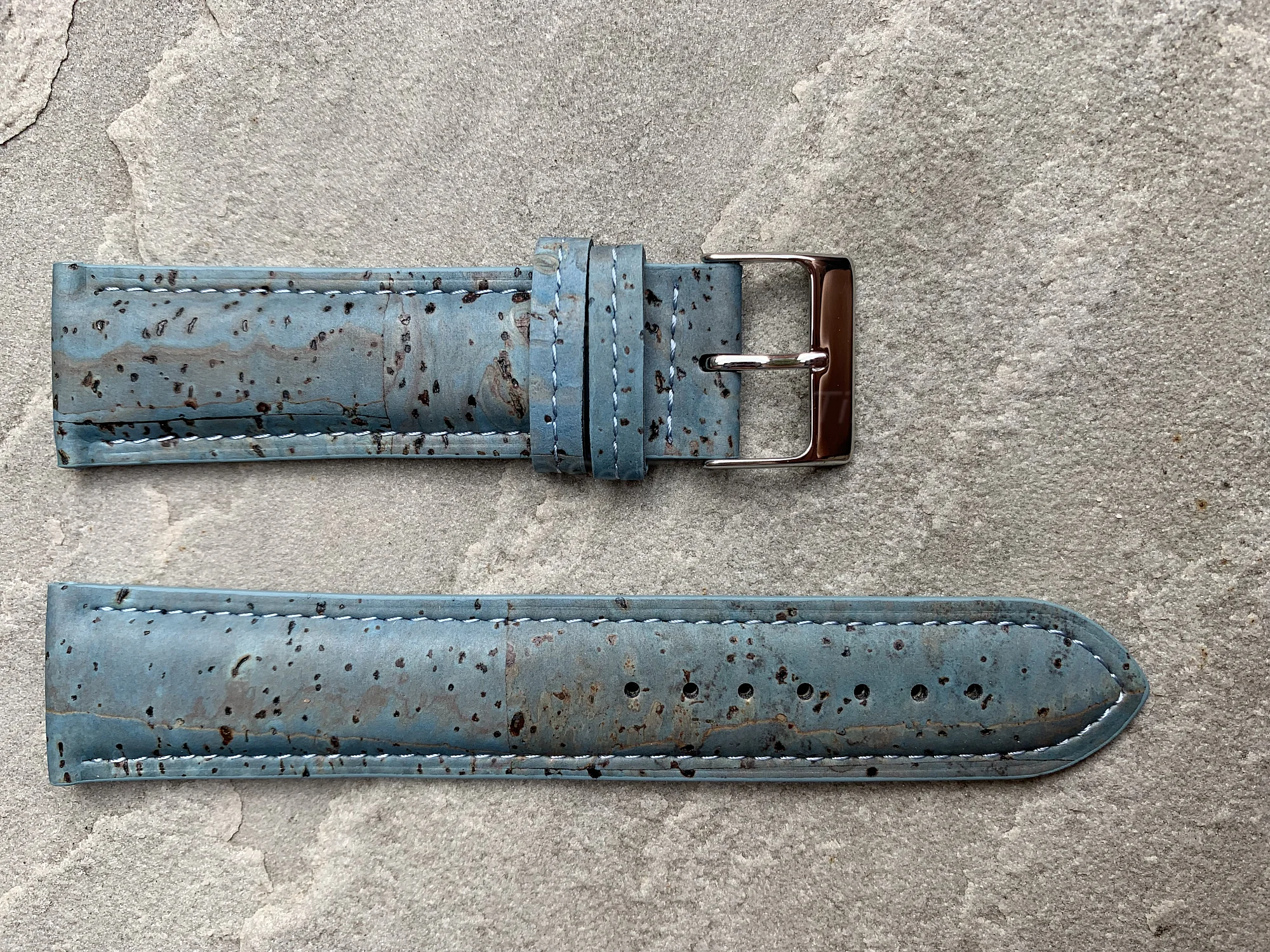 (image for) Real Cork Watch Strap Band Vegan - VIP Blue 20mm (2)