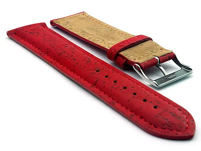 (image for) Real Cork Watch Strap Band Vegan - VIP Red 20mm (1)