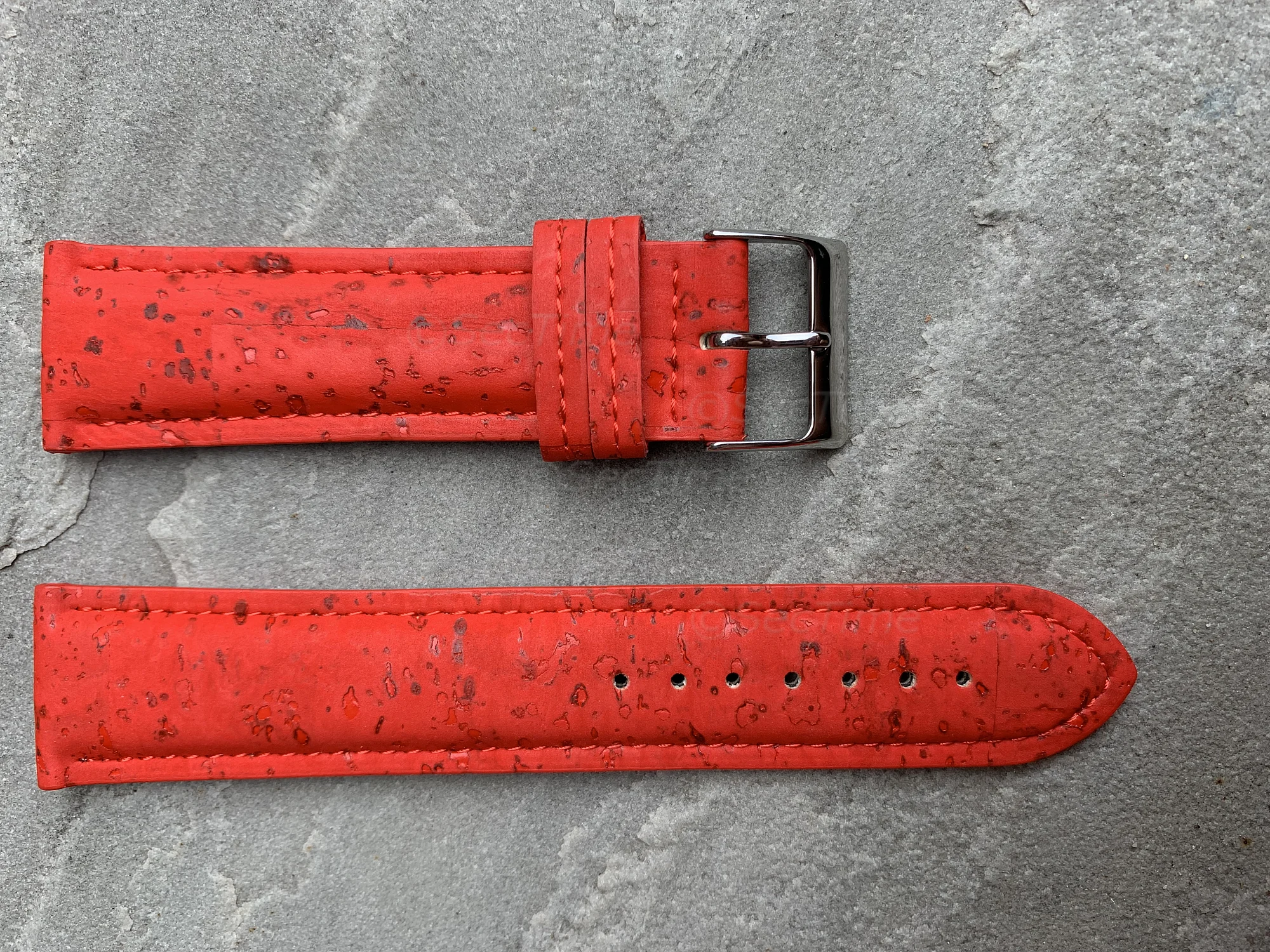 (image for) Real Cork Watch Strap Band Vegan - VIP Red 20mm (2)