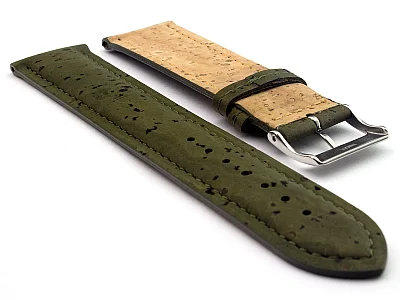 (image for) Real Cork Watch Strap Band Vegan - VIP Olive Green 20mm (1)