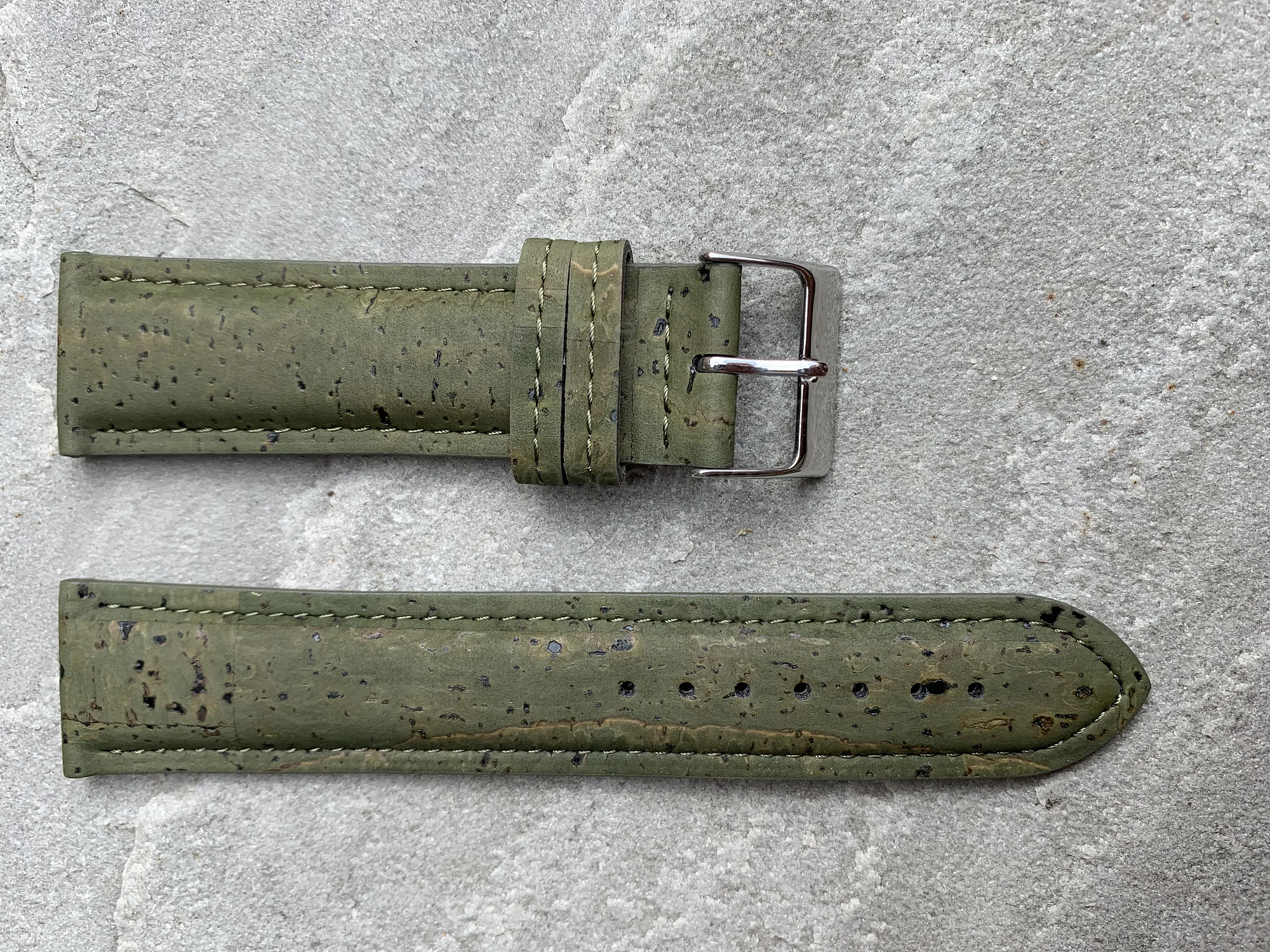 (image for) Real Cork Watch Strap Band Vegan - VIP Olive Green 20mm (2)