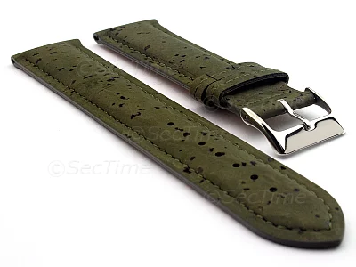 (image for) Real Cork Watch Strap Band Vegan - VIP Olive Green 14mm