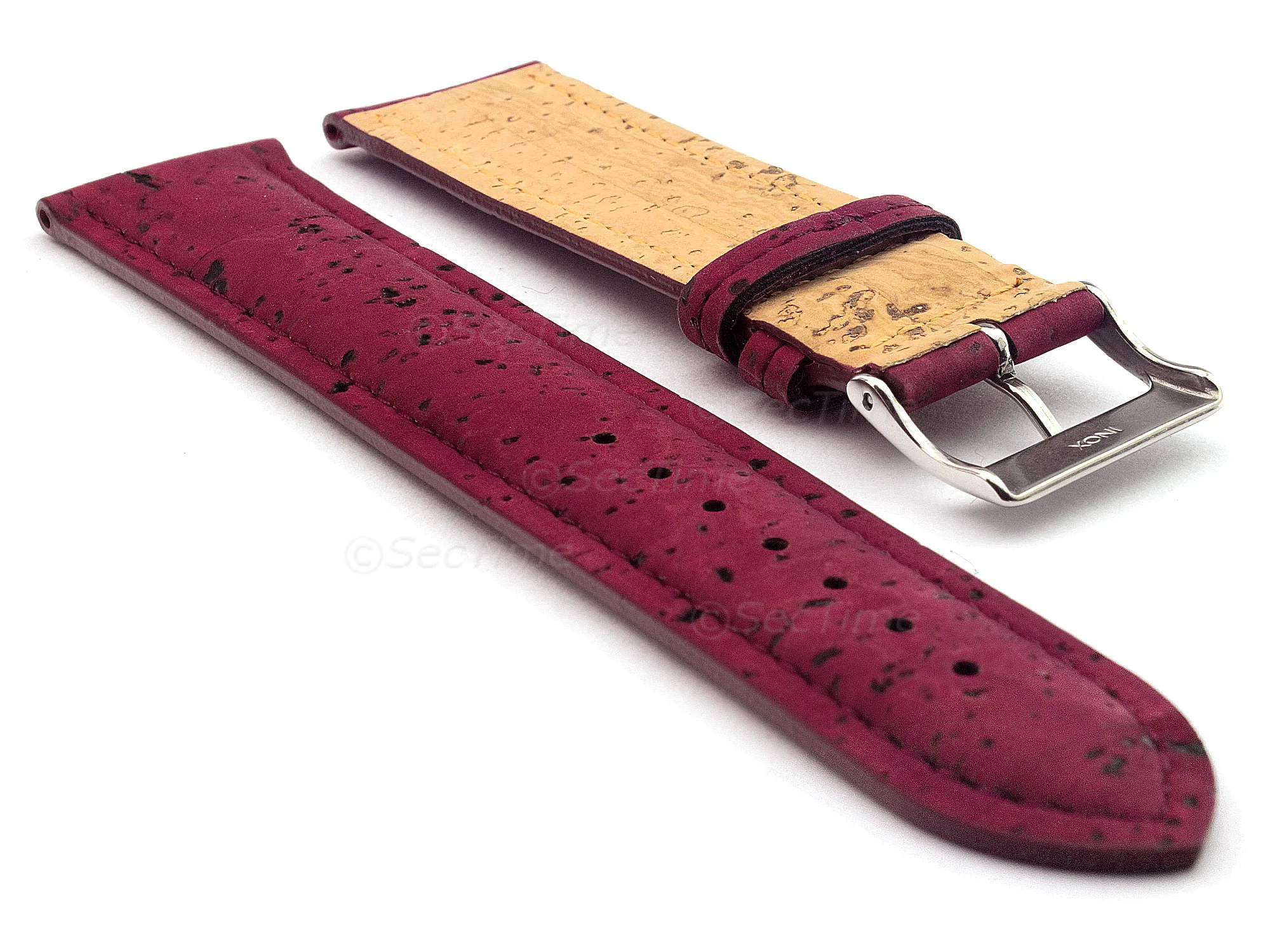 (image for) Real Cork Watch Strap Band Vegan - VIP Maroon 16mm (1)