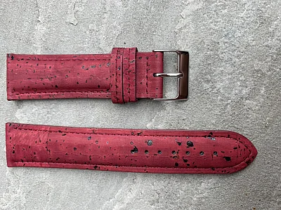 (image for) Real Cork Watch Strap Band Vegan - VIP Maroon 22mm (2)