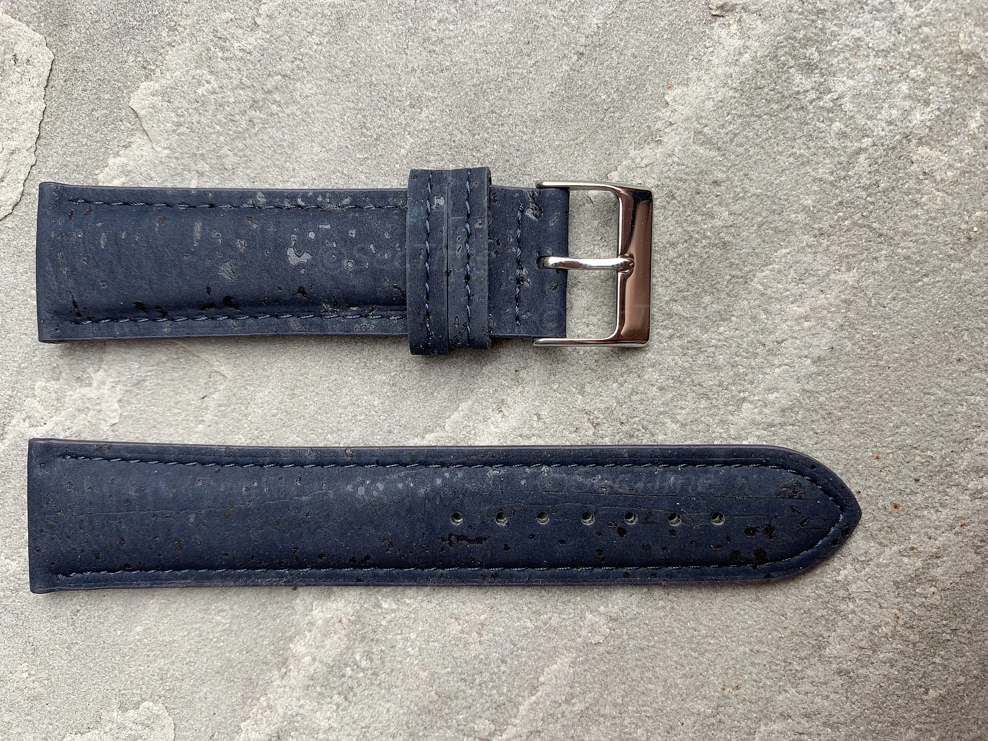 (image for) Real Cork Watch Strap Band Vegan - VIP Navy Blue 20mm (2)