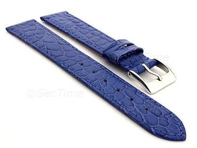 (image for) Genuine Leather Watch Strap Croco Arizona Blue 20mm