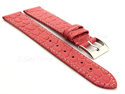 (image for) Genuine Leather Watch Strap Croco Arizona Pink 16mm