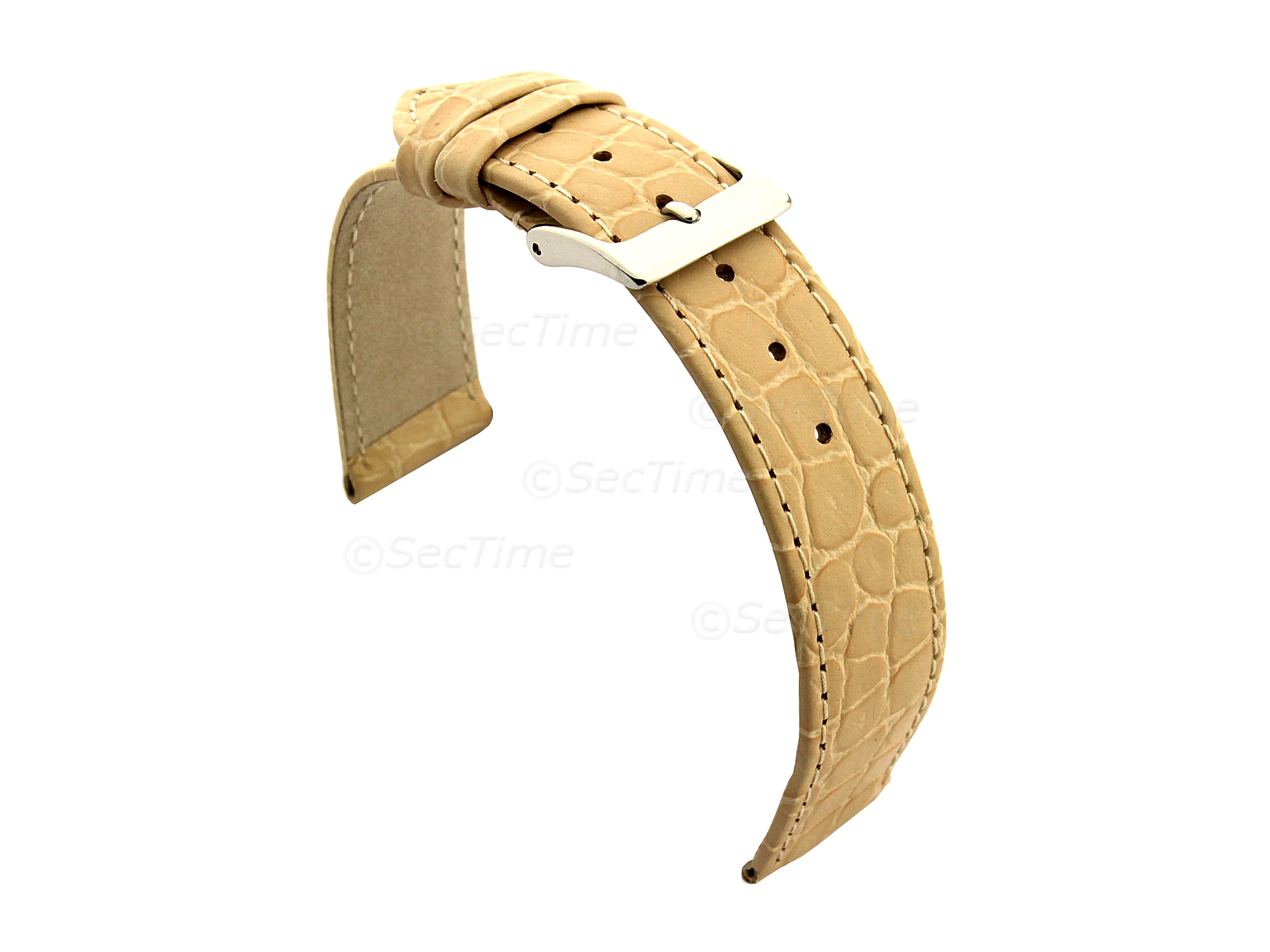 (image for) Genuine Leather Watch Strap Croco Arizona Cream 20mm (1)