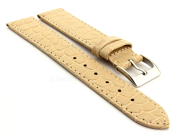 (image for) Genuine Leather Watch Strap Croco Arizona Cream 12mm