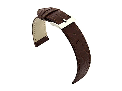 (image for) Genuine Leather Watch Strap Croco Arizona Dark Brown 18mm (1)
