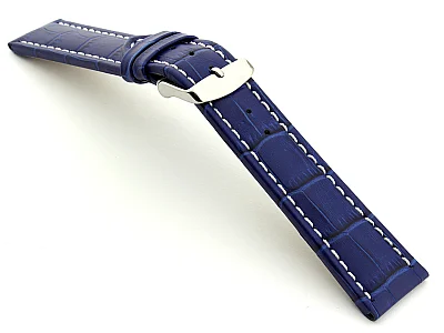(image for) Extra Long Watch Strap Croco Blue / White 22mm (1)