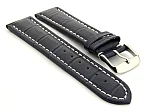 (image for) Extra Long Watch Strap Croco Navy Blue / White 18mm