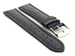 (image for) Extra Long Watch Strap Croco Navy Blue / Blue 18mm