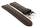 (image for) Extra Long Watch Strap Croco Black / Red 18mm