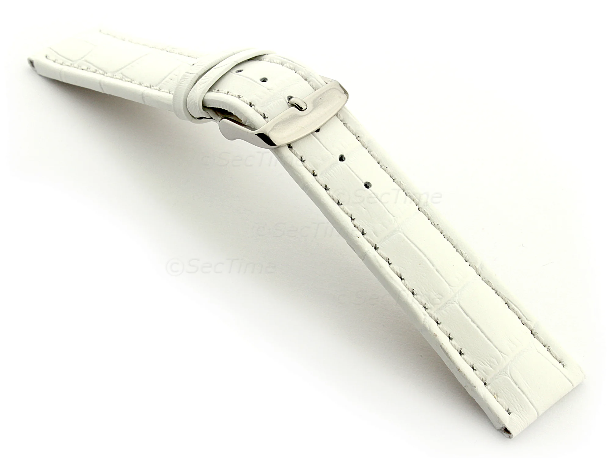 (image for) Extra Long Watch Strap Croco White / White 22mm (1)