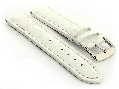 (image for) Extra Long Watch Strap Croco White / White 26mm