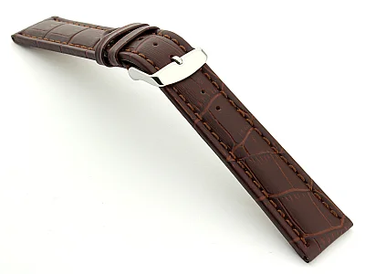 (image for) Extra Long Watch Strap Croco Dark Brown / Brown 28mm (1)