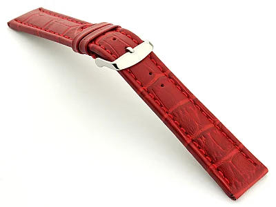 (image for) Extra Long Watch Strap Croco Red / Red 26mm (1)