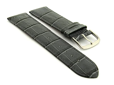 (image for) 22mm/18mm Leather Watch Strap Croco Louisiana Dark Grey (1)