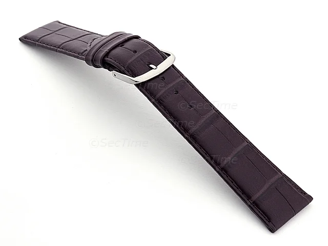 (image for) 22mm/18mm Leather Watch Strap Croco Louisiana Chocolate Brown