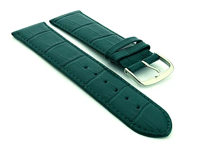 (image for) 22mm/18mm Leather Watch Strap Croco Louisiana Teal (1)