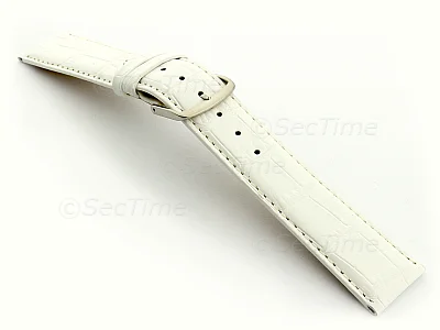 (image for) Leather Watch Strap Croco Louisiana White 18mm