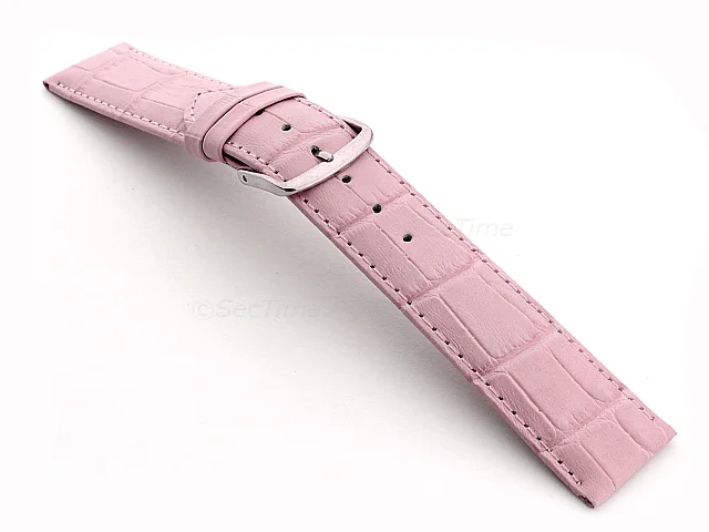 (image for) 22mm/18mm Leather Watch Strap Croco Louisiana Pink