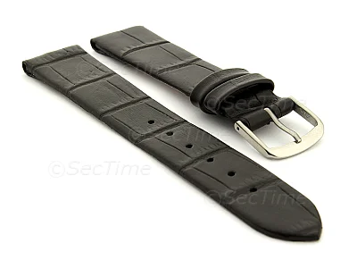 (image for) Open Ended Watch Strap Croco EM - Leather Black 16mm