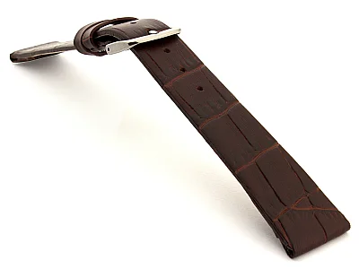 (image for) Open Ended Watch Strap Croco EM - Leather Dark Brown 16mm (1)
