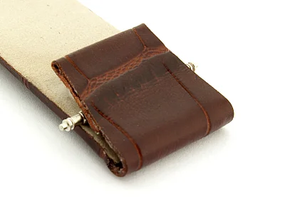 (image for) Open Ended Watch Strap Croco EM - Leather Dark Brown 16mm (3)