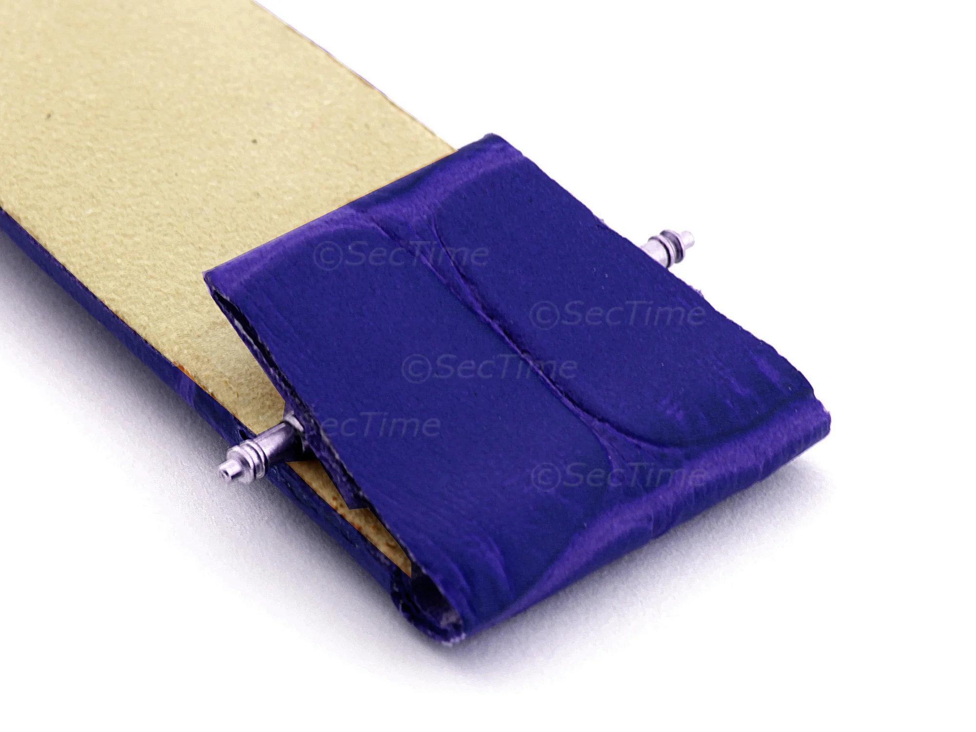 (image for) Open Ended Watch Strap Croco EM - Leather Blue 20mm (3)