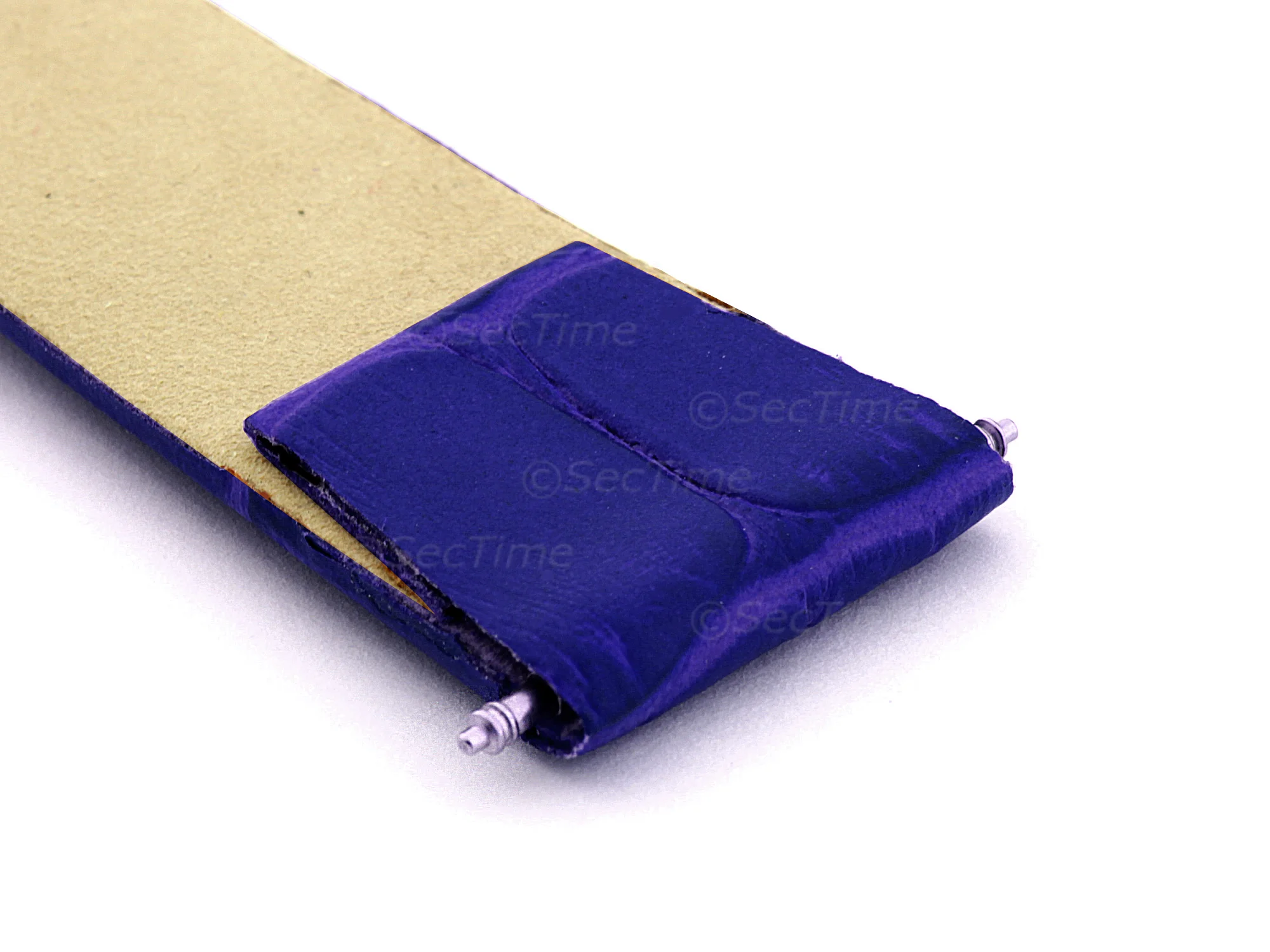 (image for) Open Ended Watch Strap Croco EM - Leather Blue 20mm (4)