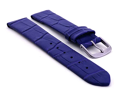 Open Ended Watch Strap Croco EM - Leather Blue 16mm (image for) Open Ended Watch Strap Croco EM - Leather Blue 16mm