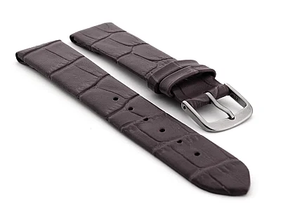 Open Ended Watch Strap Croco EM - Leather Chocolate Brown 16mm (image for) Open Ended Watch Strap Croco EM - Leather Chocolate Brown 16mm