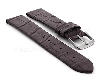 (image for) Open Ended Watch Strap Croco EM - Leather Chocolate Brown 16mm